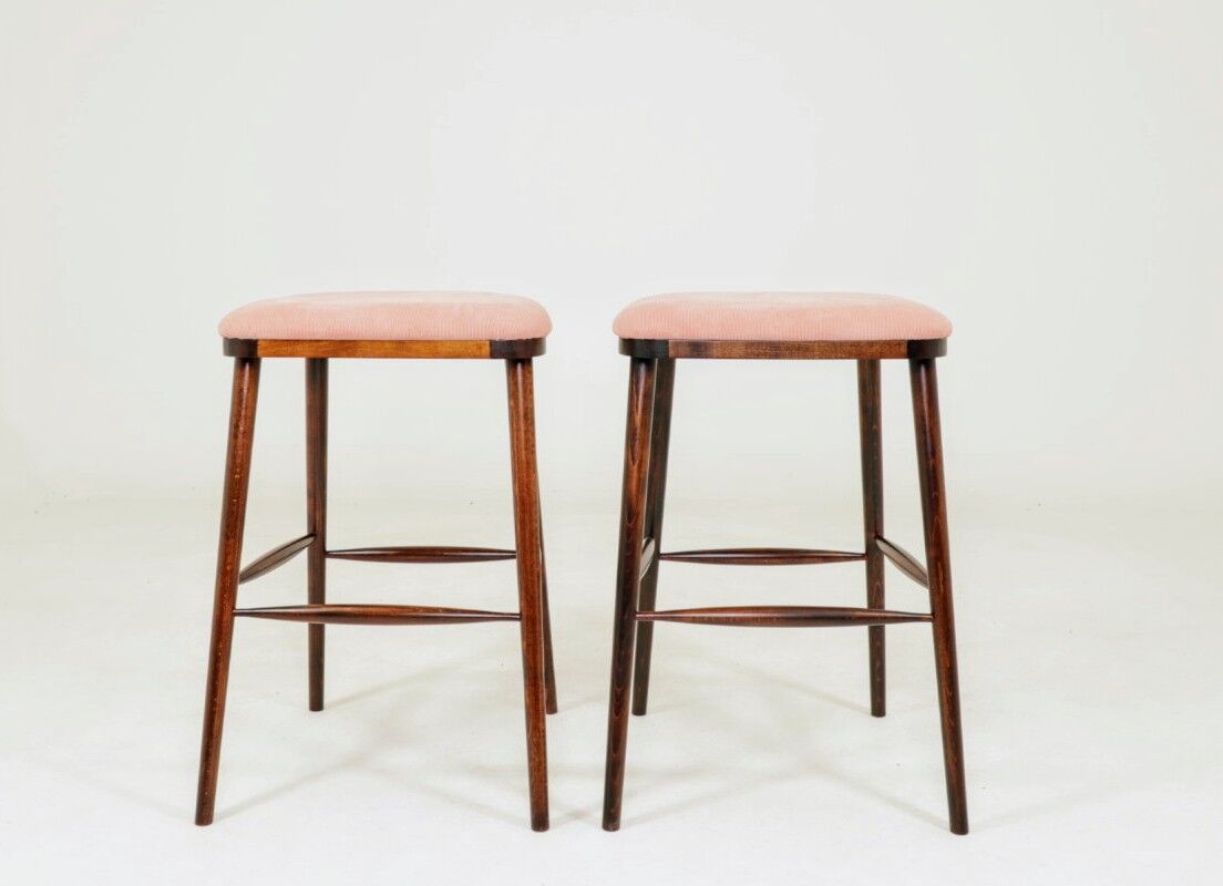 Tabourets de bar rosé velours côtelé Lot de 2