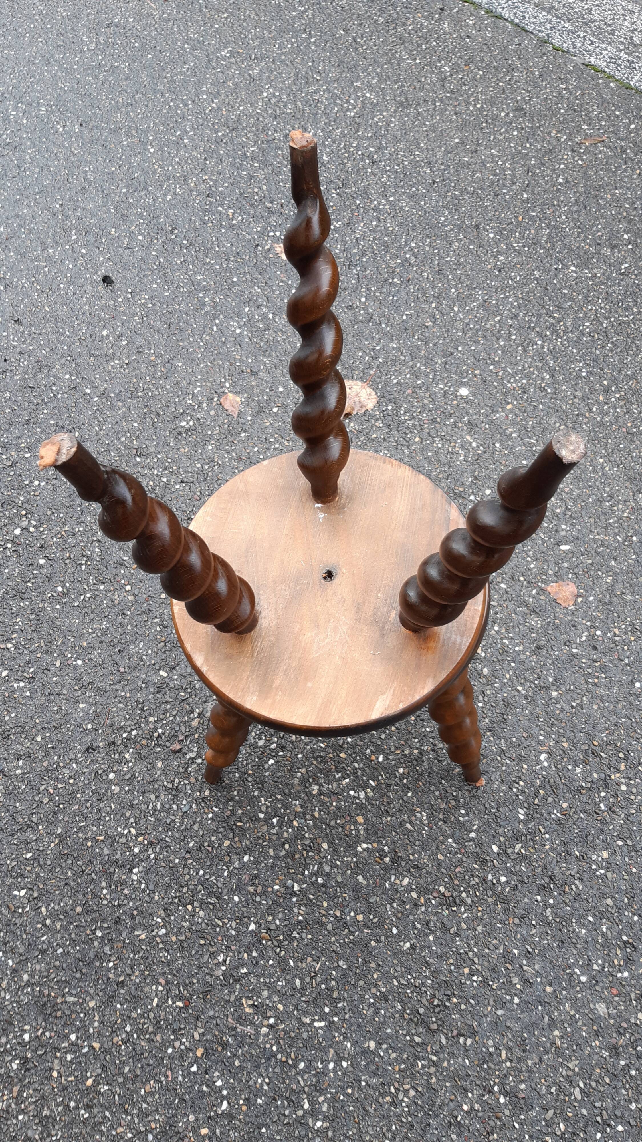 Pair of twisted tripod stools