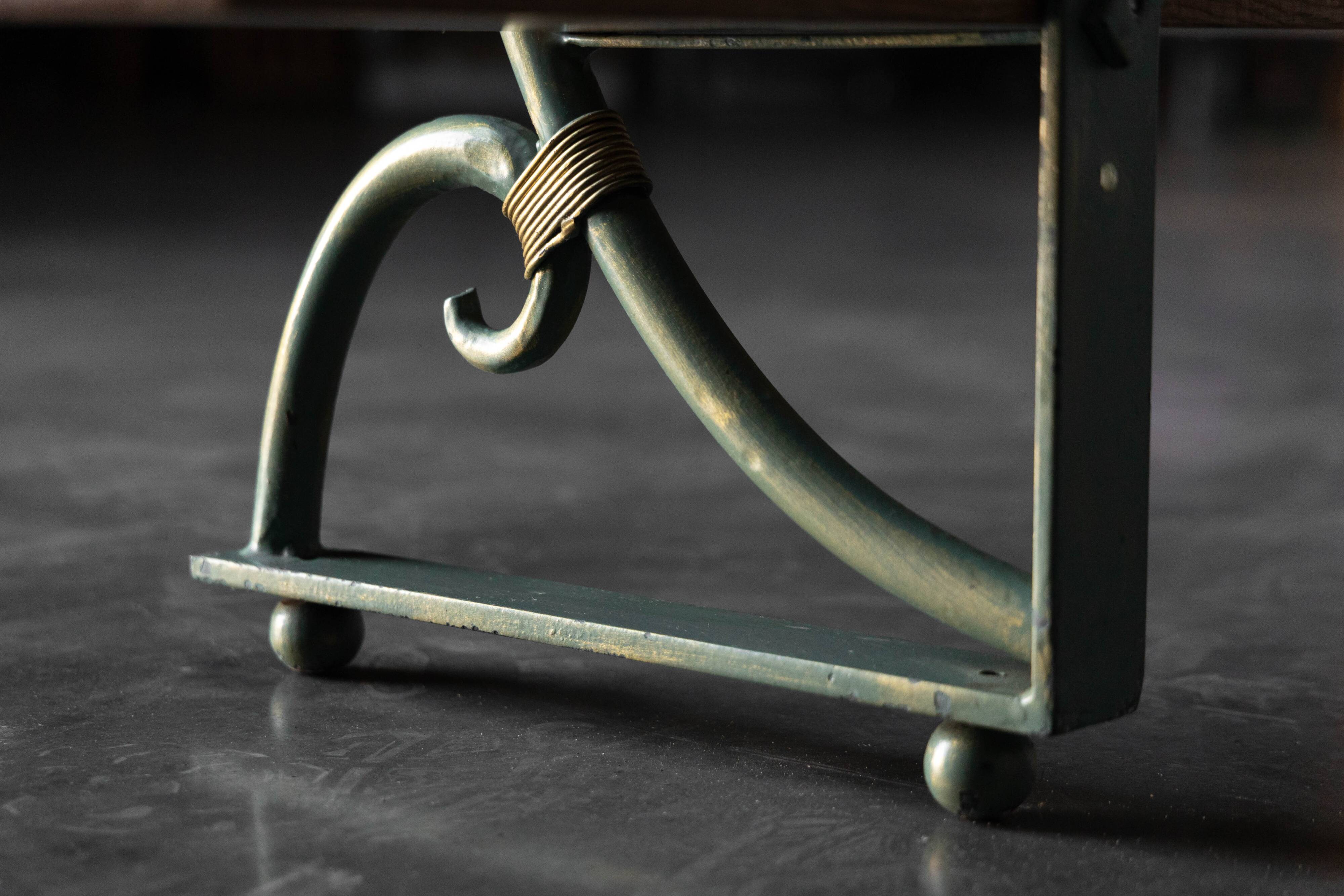 Bakery Display Rack with Iron Frame and Oak Shelves, France, 1920s
