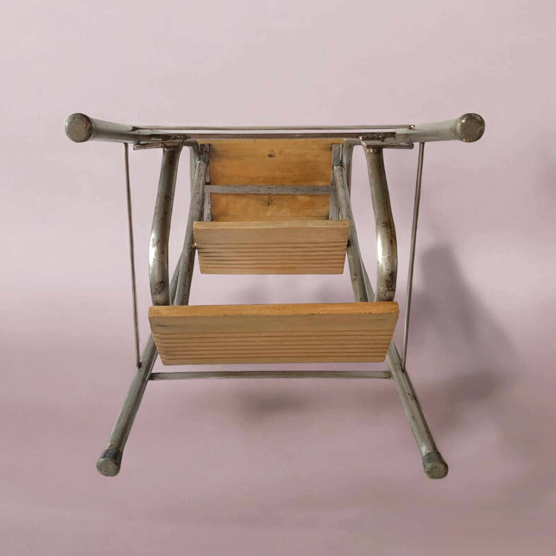 Old wooden workshop stepladder - seat height: 85 cm