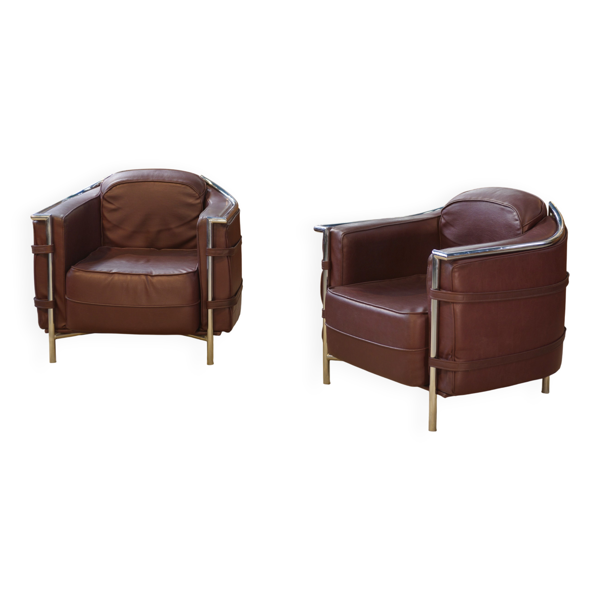 Paire de fauteuils dans le goût de Le Corbusier 1970’s