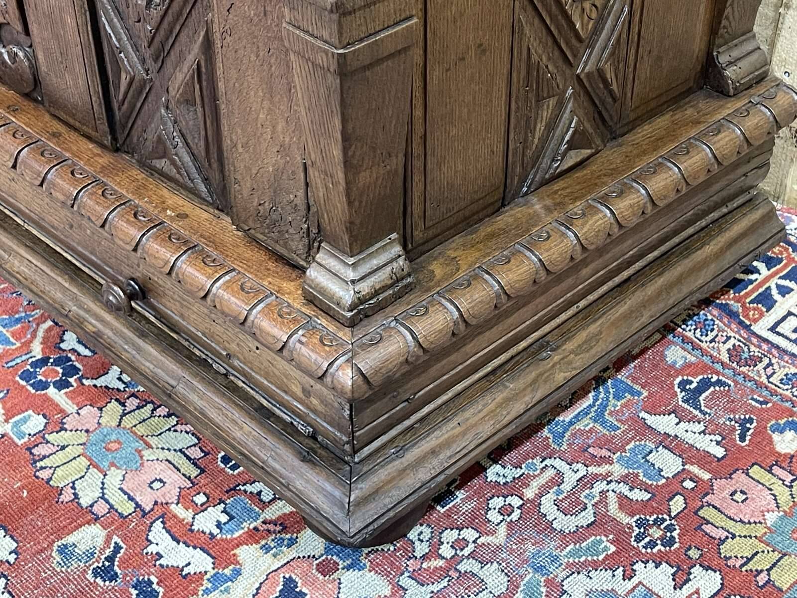 Late 17th century Renaissance oak chest transformed into a sideboard