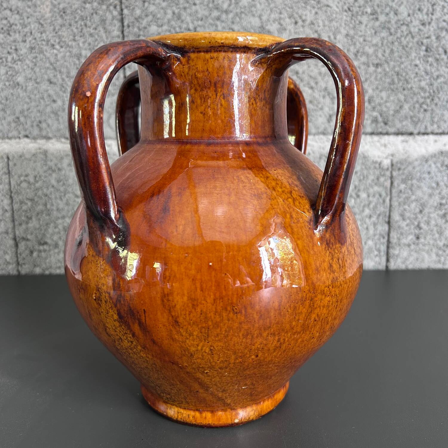 Signed 4-handled vase