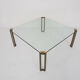 Table basse carrée en laiton et verre par Peter Ghyczy pour Ghyczy, années 1970