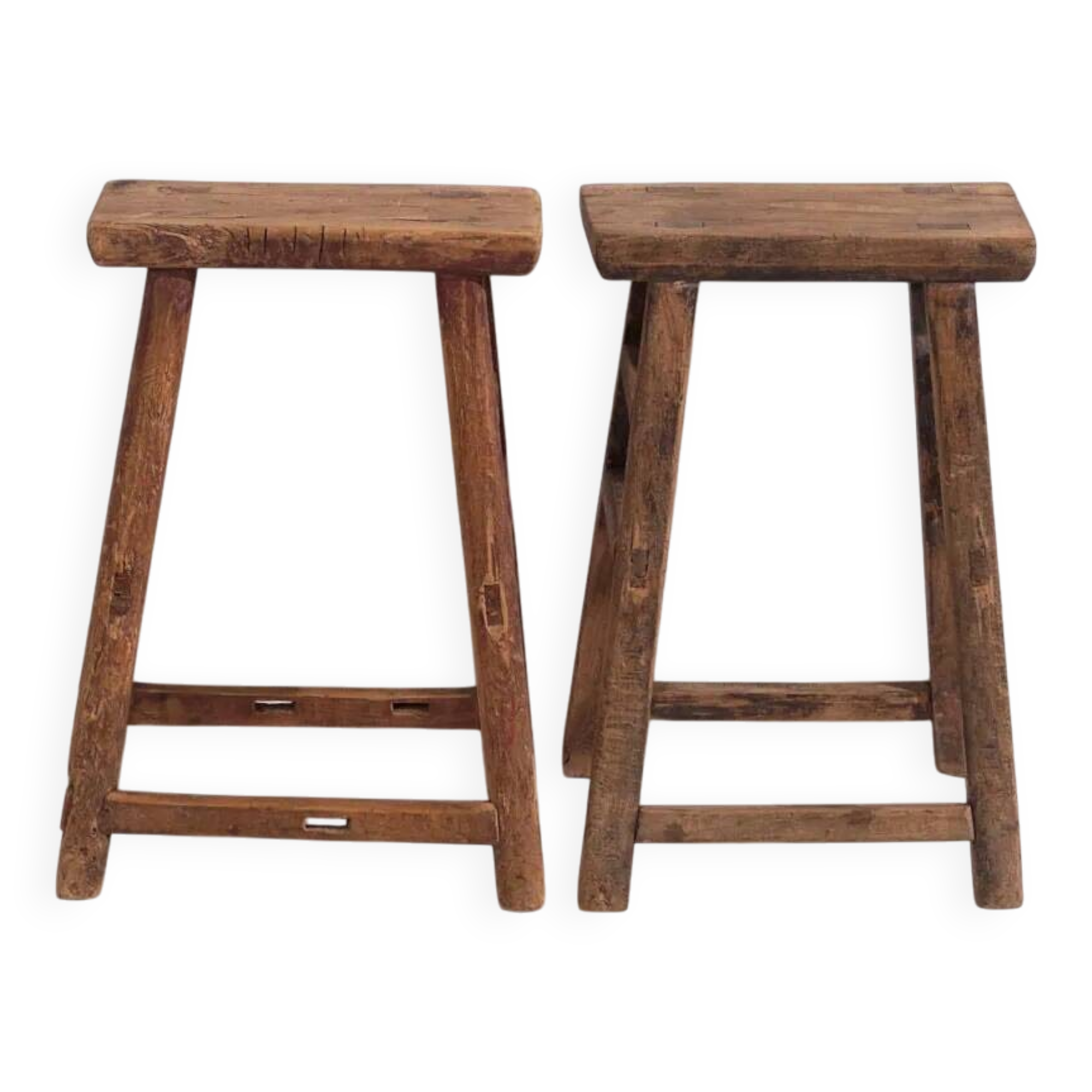 Antique Eastern stools (circa 1900). Set of 2 pieces