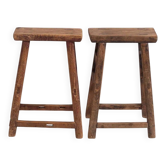 Antique Eastern stools (circa 1900). Set of 2 pieces