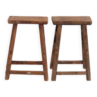 Antique Eastern stools (circa 1900). Set of 2 pieces