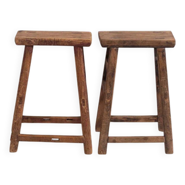 Tabourets orientaux anciens (vers 1900). Ensemble de 2 pièces