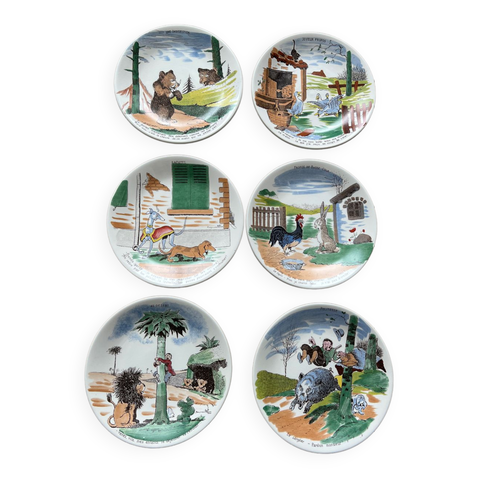 6 Sarreguemines dessert plates