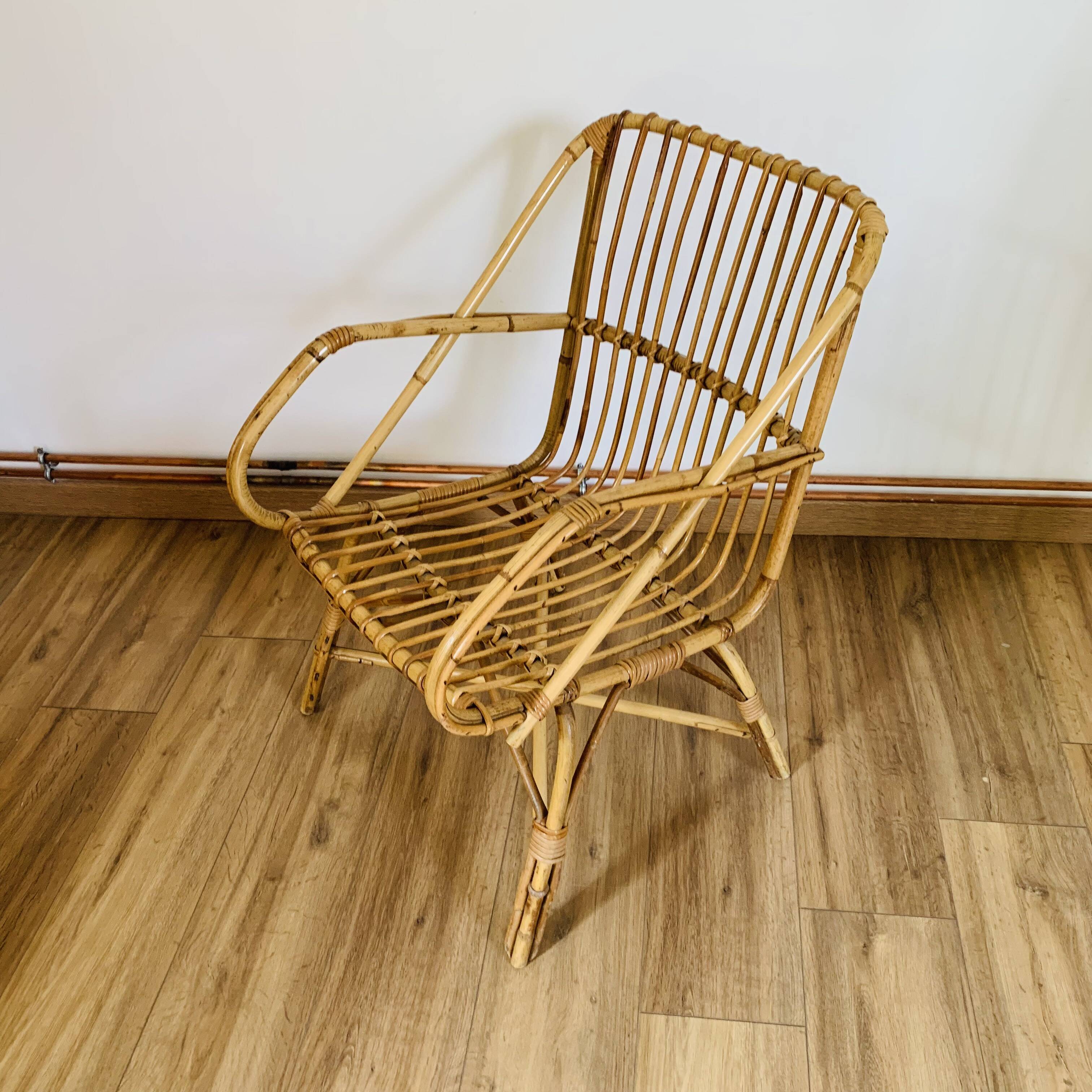 Cubic rattan armchair
