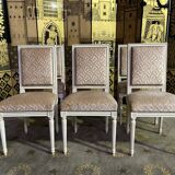 Suite of 6 Louis XVI style chairs in embossed velvet