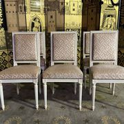 Suite of 6 Louis XVI style chairs in embossed velvet