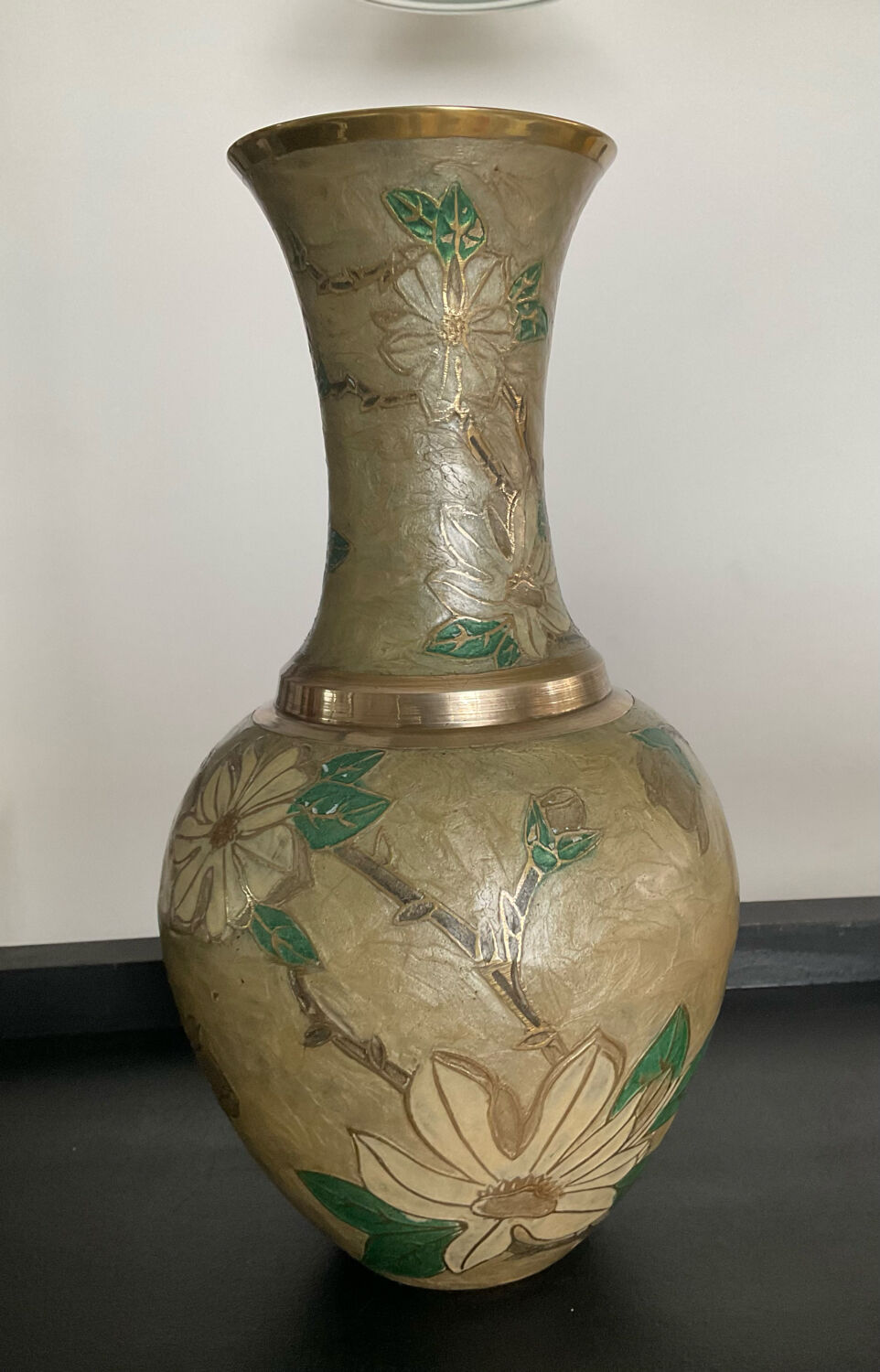 Vintage vase in solid bronze and cloisonné enamel