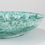 Eva Ruffoni Grand Bol Art Fruitier en Céramique Turquoise, 15 pouces de diamètre, Italie, années 1980