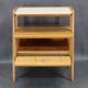 1960s mid-century maple nightstand with milky glass shelf, restored, Czechoslovakia
