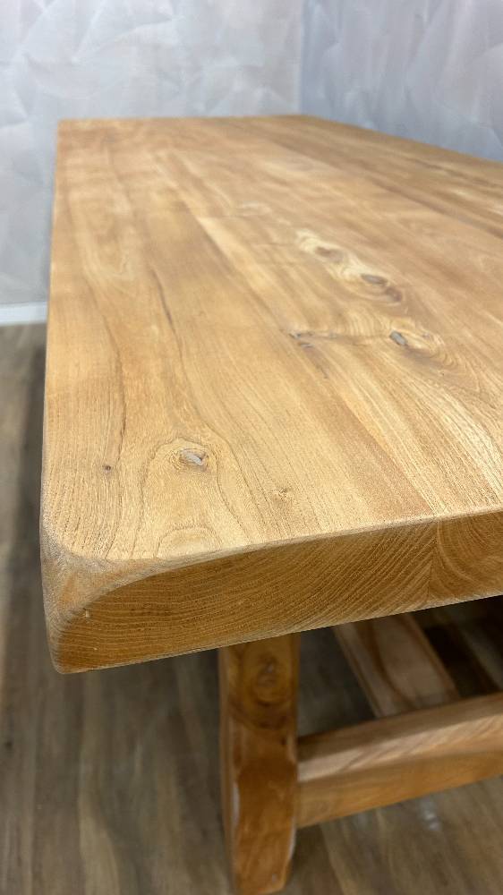 Solid pickled elm farmhouse table