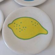 4 vintage Italian lemon and orange pop pattern plates