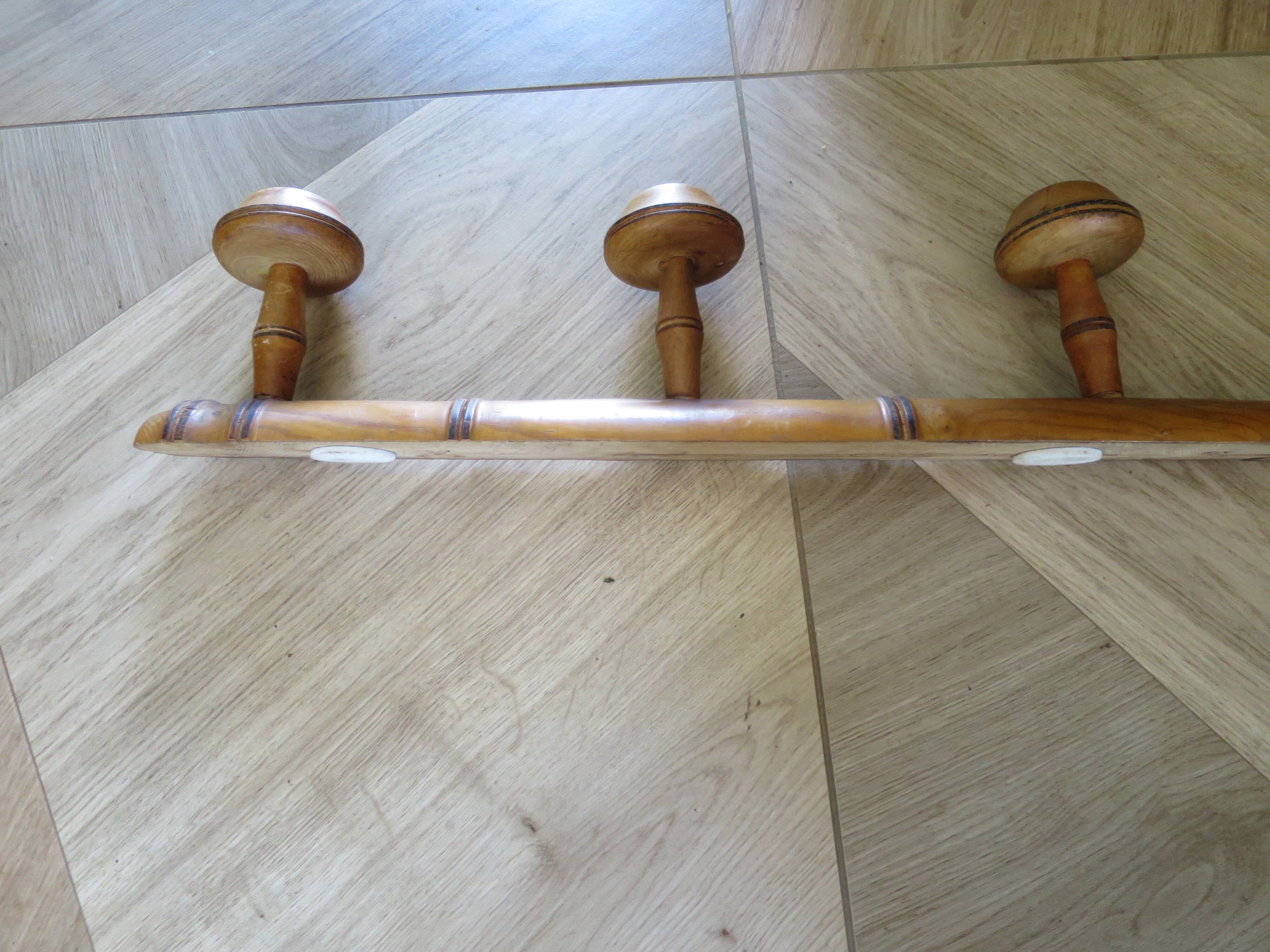 Portemanteau murale 6 patères en bois, 1980