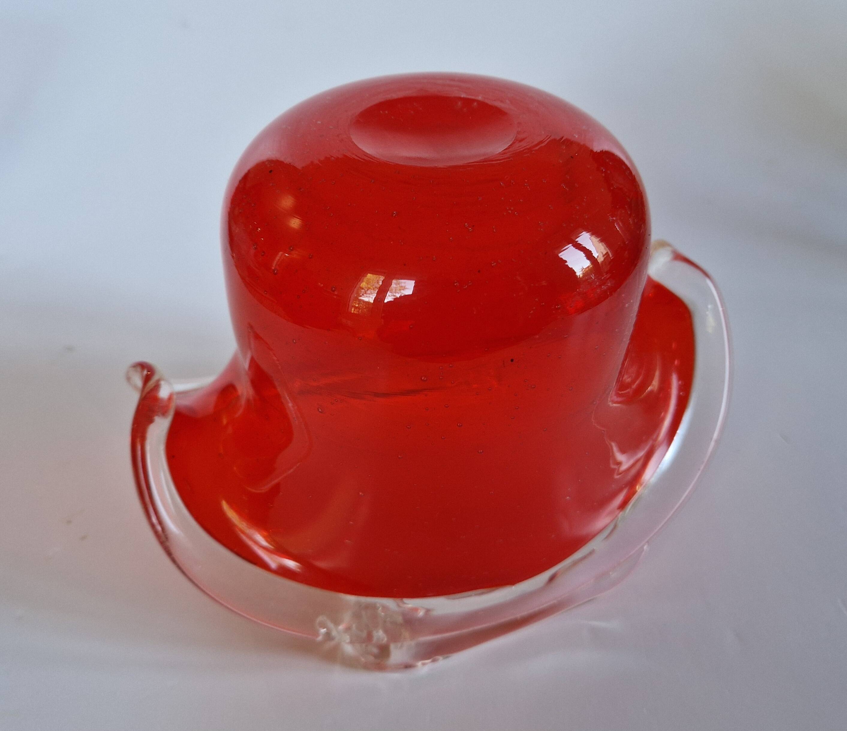 Vintage red Murano glass bowl Italy