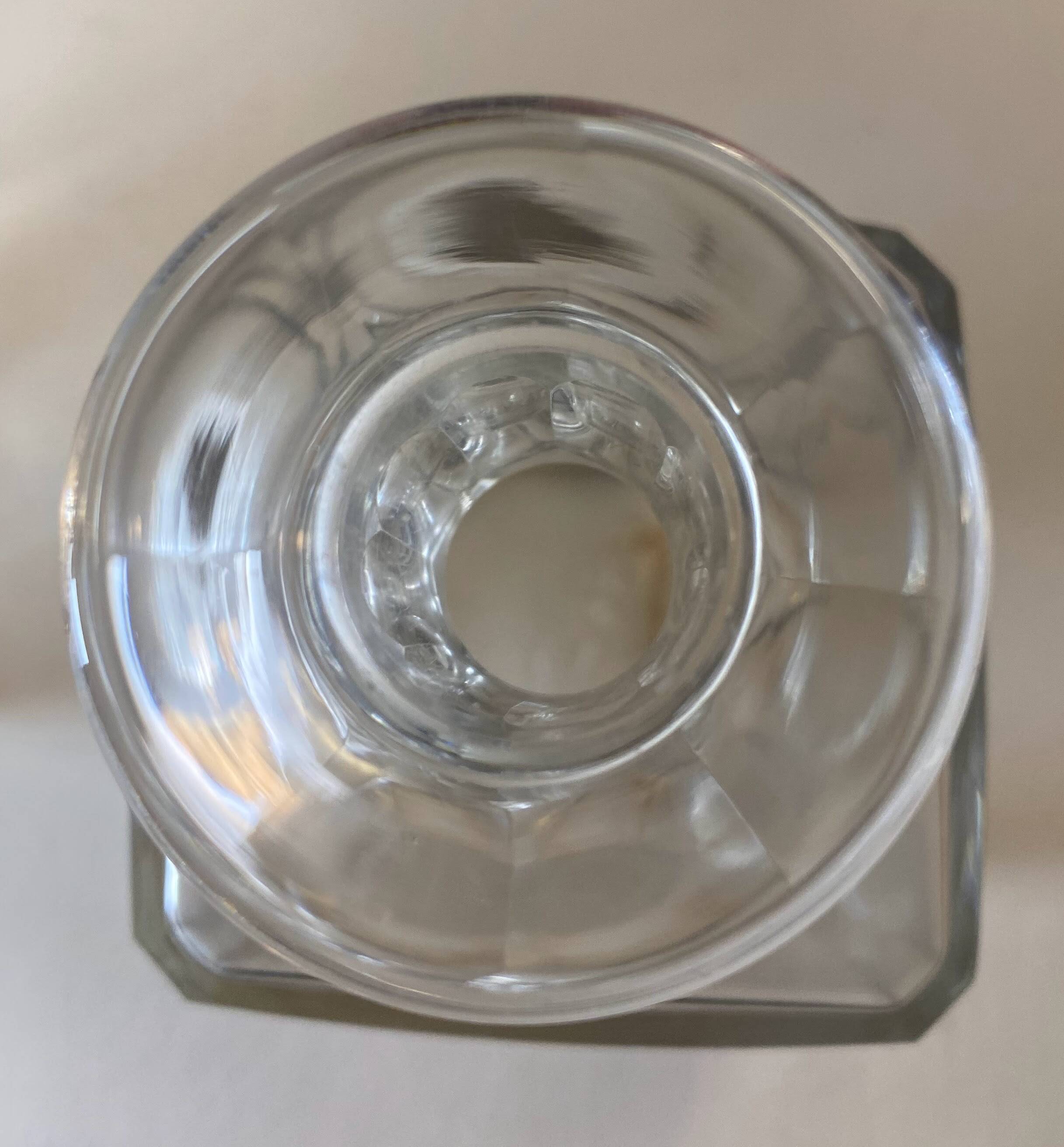 Portable Art Deco liquor cabinet in mahogany & metal with 3 Baccarat crystal bottles.