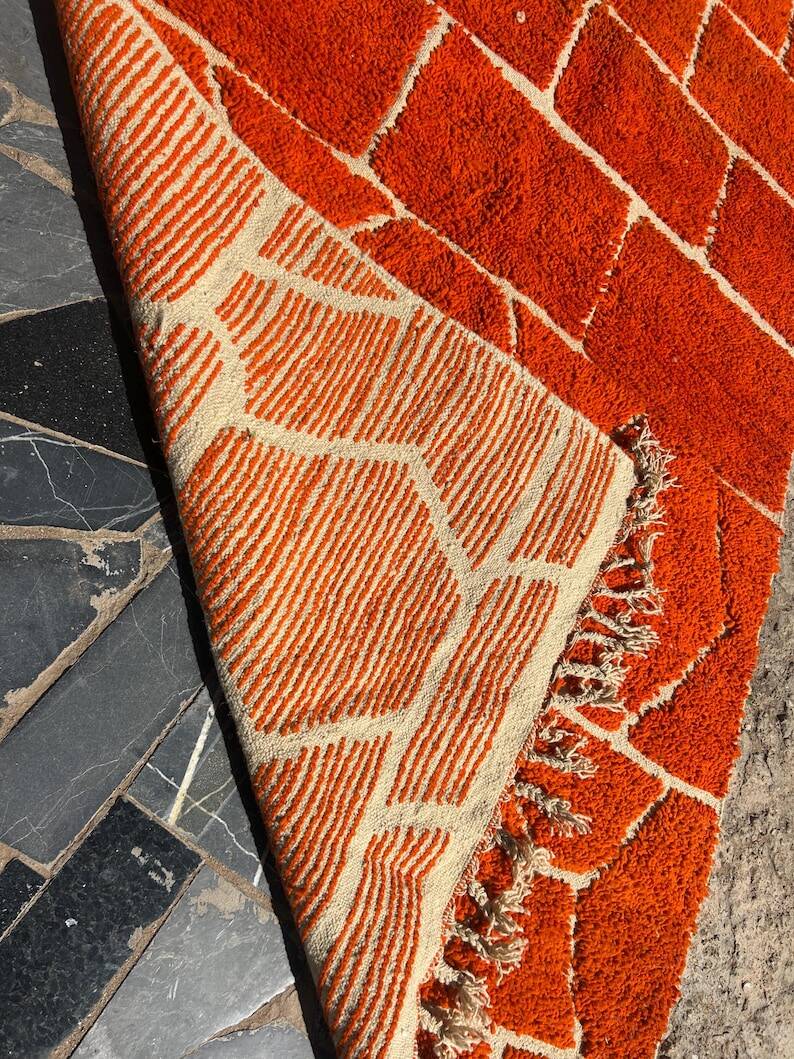Tapis bérbere orange artisanal 200cmx300cm