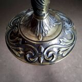 Paire de grands chandeliers 4 branches en bronze doré