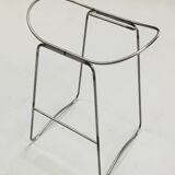 Tabouret de cuisine contemporain Organic Acier noir et cuir bleu marine