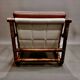 Fauteuil et son ottoman rotin et cuir 1950