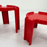 Pair of Red Side Table by Giotto Stoppino for Kartell, 1970
