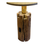 Lampe brutaliste en bois