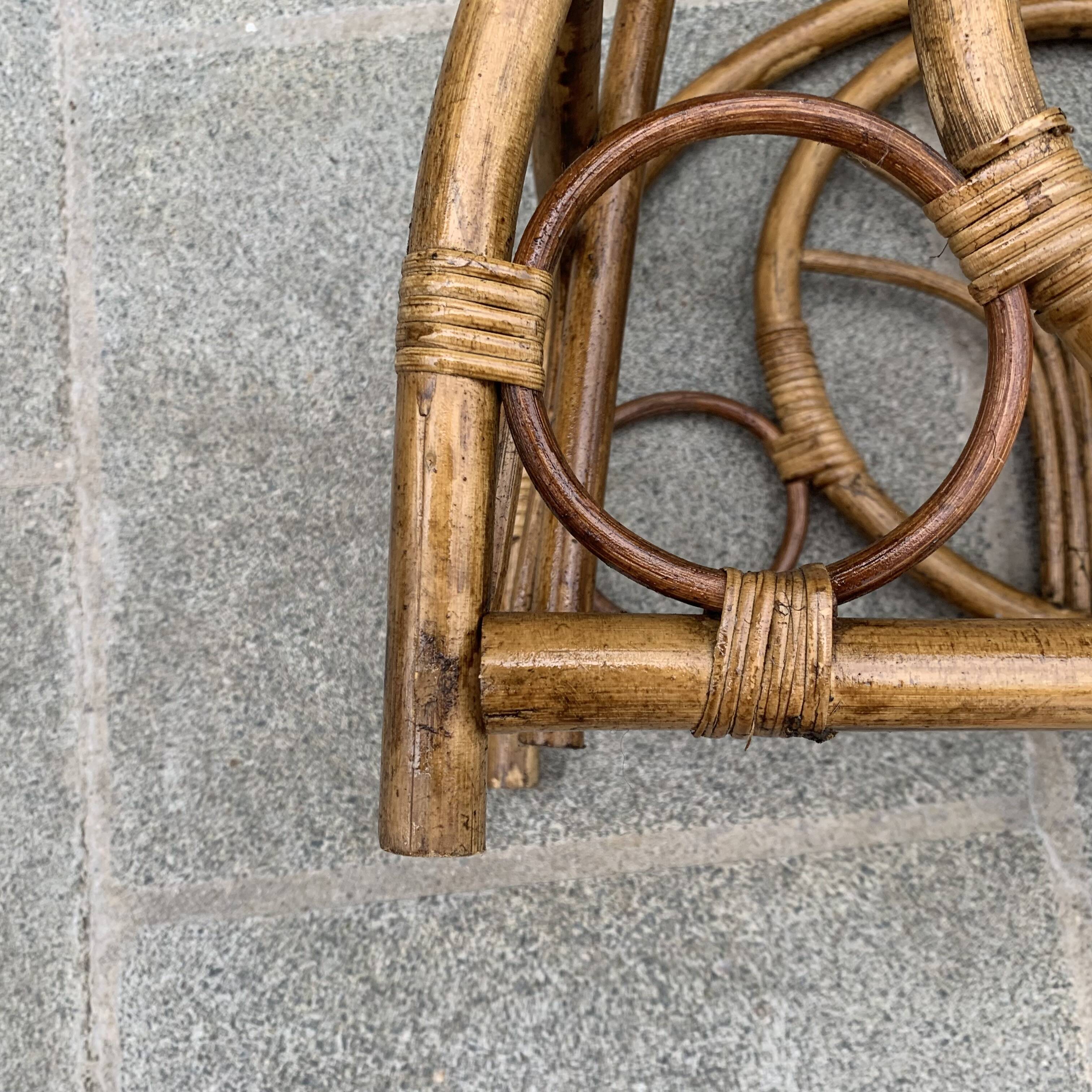 Vintage bamboo and wicker magazine rack