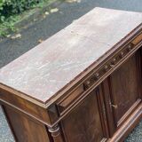 Henri II two-door sideboard in solid wood and marble