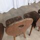 Set of 4 Vintage Brutalist Wooden Chair / Rustic Farmhouse Dining Chair