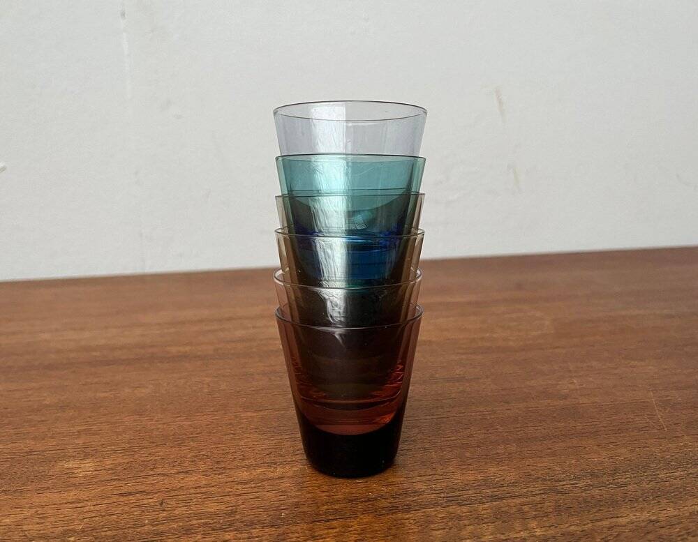 Coloured Shot Glasses German Mid-Century, 1960s, Set of 6