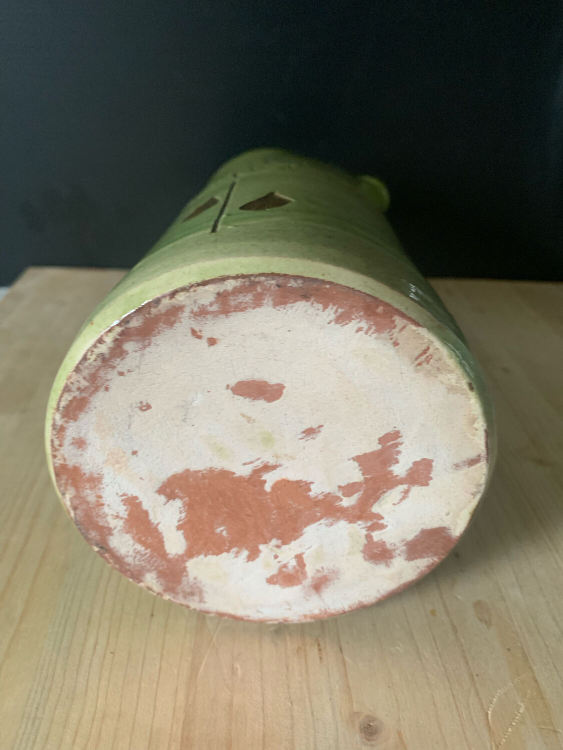 Green ceramic pitcher