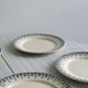 6 flat earthenware plates, blue floral border
