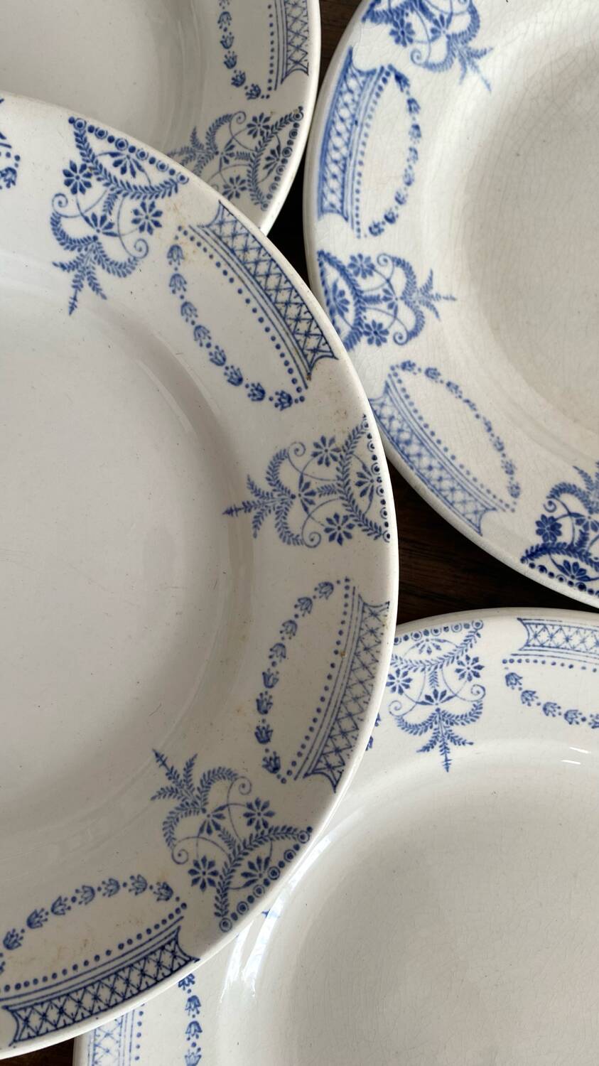 Colonial ironstone dessert plates Moulin des Loups