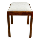 Tabouret blanc assise tissu naturel Art Déco