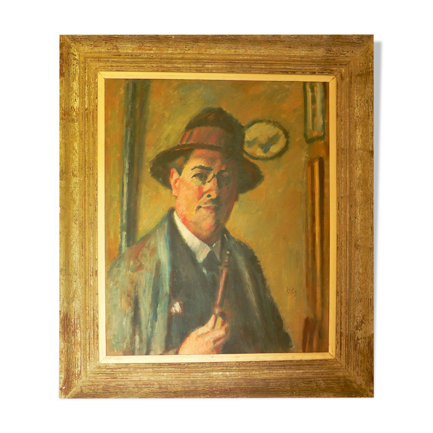 Charles François prosper Guérin (1875/1939)-self-portrait à la pipe-oil on canvas-signed.