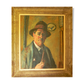 Charles François Prosper Guérin (1875/1939) - Autoportrait à la pipe - Huile sur toile - Signé.