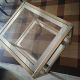 Side coffee table doree glass style Hollywood regency