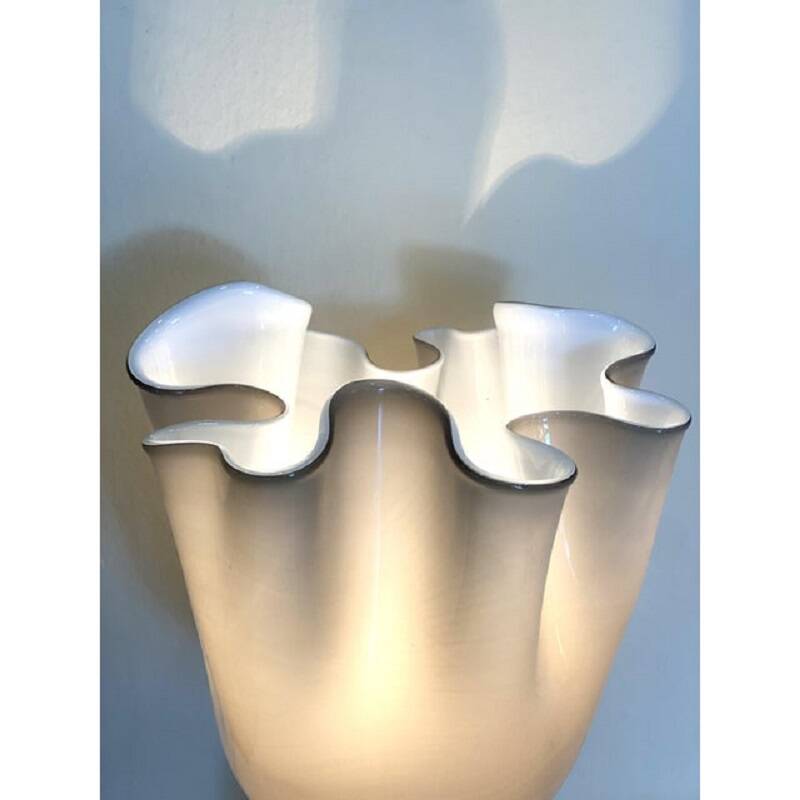 Contemporary Milky-Beige Murano Style Glass Table Lamp