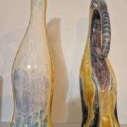 Pair of large zoomorphic pitchers in glazed ceramic, Vallauris, 1960.