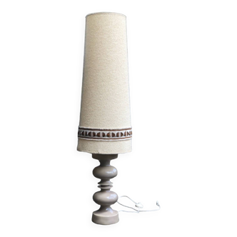 Beige ceramic lamp with crackle look, vintage 1970