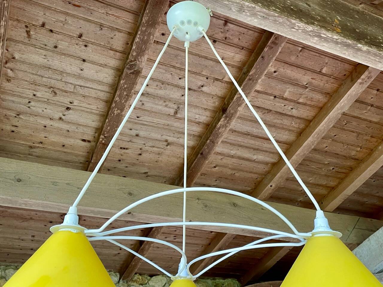 Vintage 3-light pendant light by Le Dauphin circa 1980s