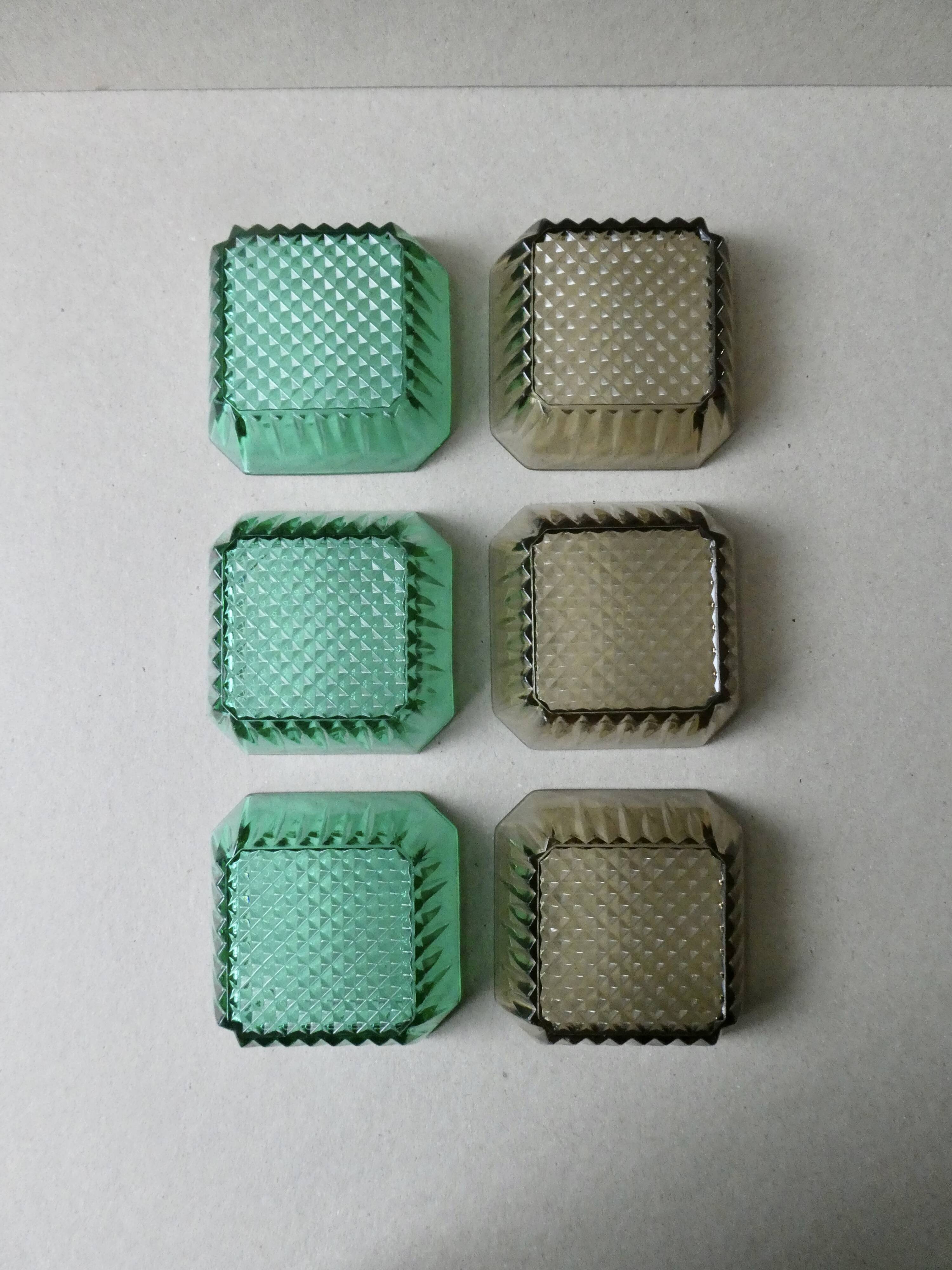 Teak serving tray with 6 glass bowls, 1960s