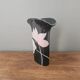 Vintage Yamaji vase in black porcelain with pastel flowers - Japan 1980s