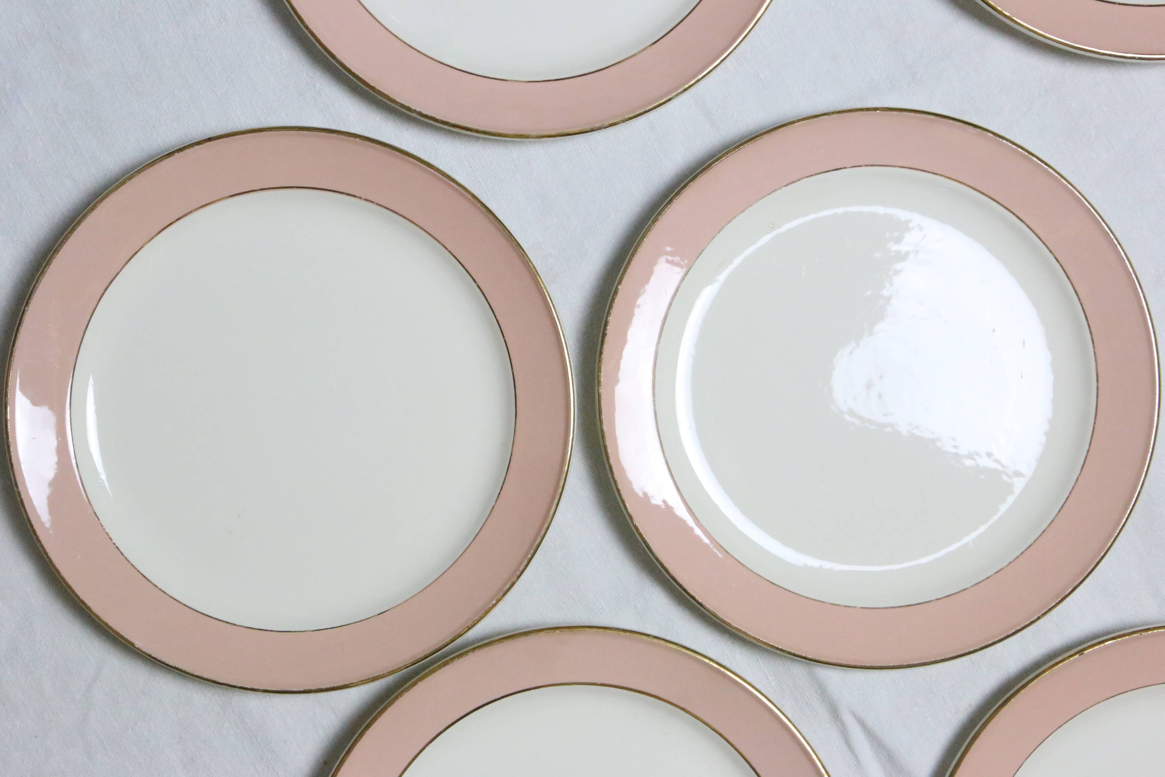 Deep plate service x6, Santos service, pink, Villeroy and Boch, vintage