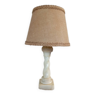 Alabaster lamp and camel jute lampshade