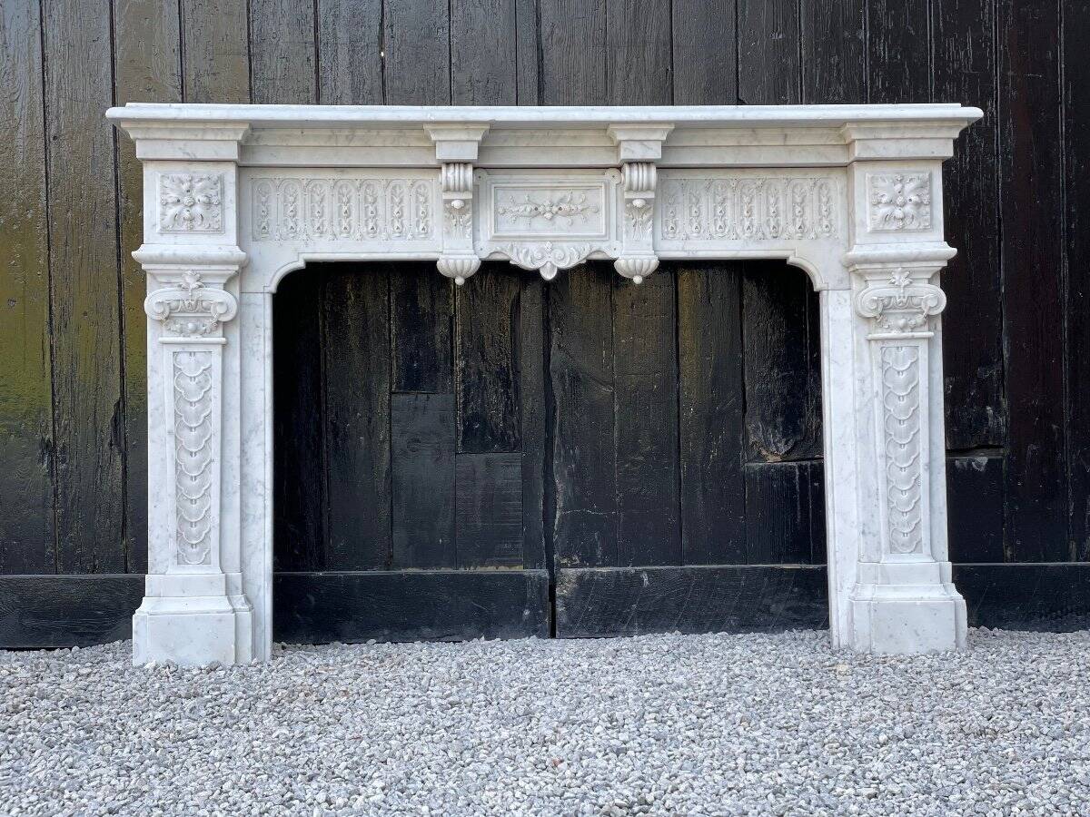 Napoleon III fireplace in Carrara marble